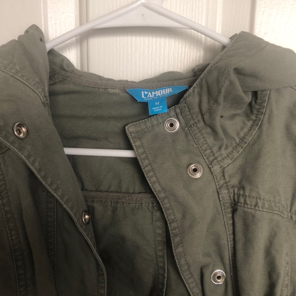 Olive Green Button Up Utility Jacket - image 2